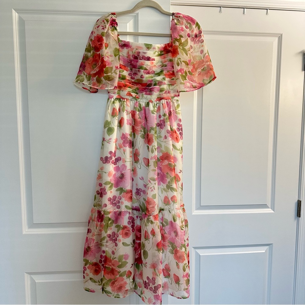 FLORAL The A&F Emerson Angel Sleeve Midi Dress